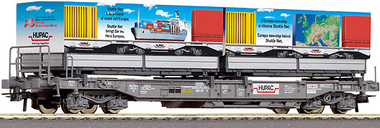 Flat car with 2 interchagable flat beds "Hupac"<br /><a href='images/pictures/Roco/66591.jpg' target='_blank'>Full size image</a>